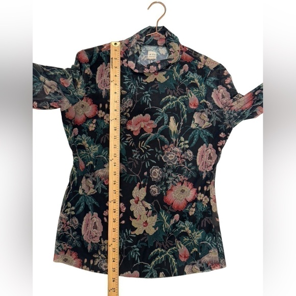 REBECCA TAYLOR La Vie Faded Garden Mesh Top in Dark Navy Combo Large - Picture 6 of 9